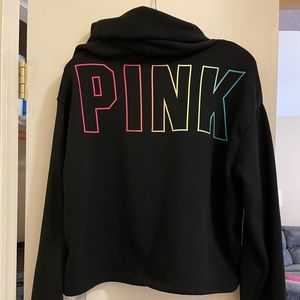 Pink L Cropped Sweater Hoodie
